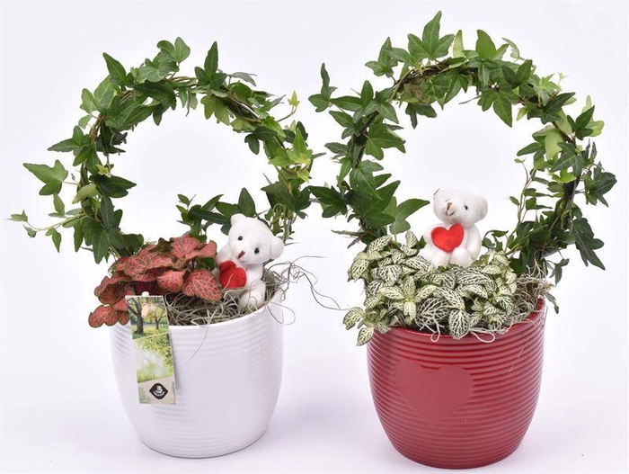 <h4>Keramiek ribbelpot en hart 13cm</h4>