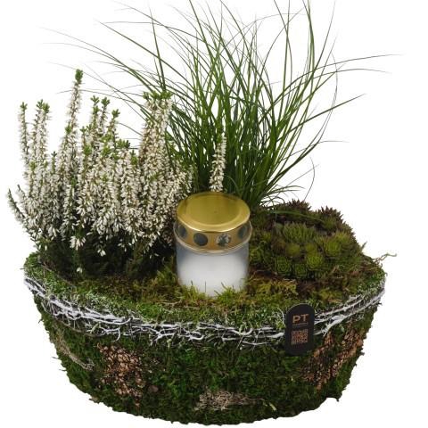 <h4>PTAH3069 Arrangement Allerheiligen in mos mand in boot vorm</h4>