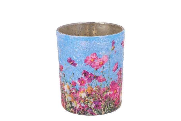 <h4>April Flower Blue T-light 10x10x12cm</h4>