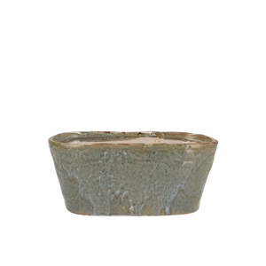 Iron Stone Blue Glazed Oval Pot 23x9x10cm