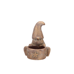 Concrete Golden Gnome Hat T-light 14x16x18cm