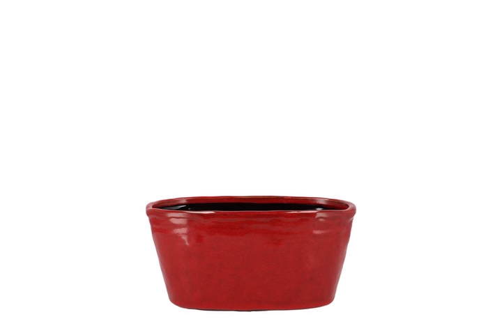 <h4>Iron Stone Red Glazed Oval Pot 23x9x10cm</h4>