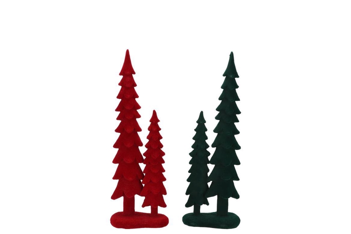 <h4>X-mas Flock Red Green Pine Tree Ass 9x6x25cm</h4>