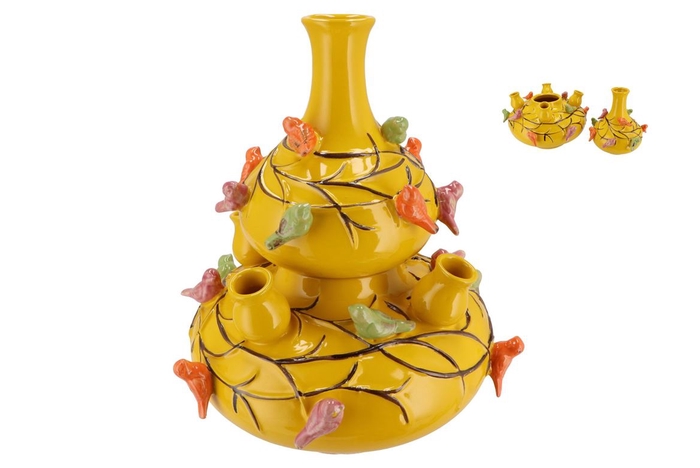 <h4>Bird Vase Yellow Bubbles 33x37cm Nm</h4>