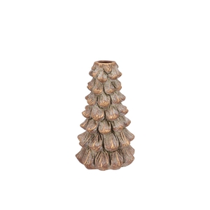 Concrete Golden Pine Tree Candle Holder 11x11x19cm Nm