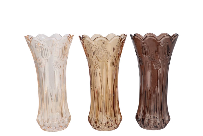 <h4>Delight Natural Brown Mix Vase Tulip Ass 13x25cm</h4>
