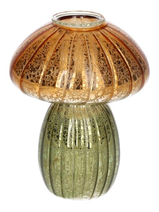 <h4>DF02-730301200 - Candle holder Portcini d3.4/9xh11.6 green/orange metallic</h4>