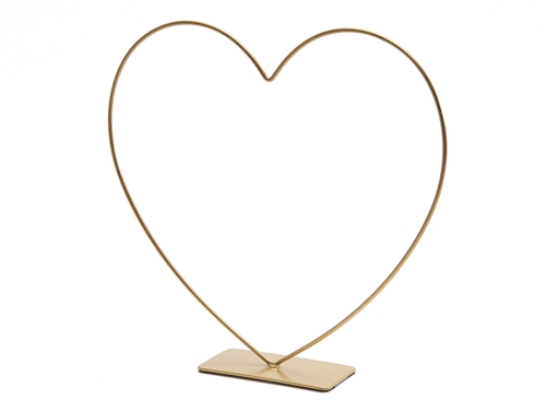 METAL HEART STANDING ON BASE 25CM GOLD