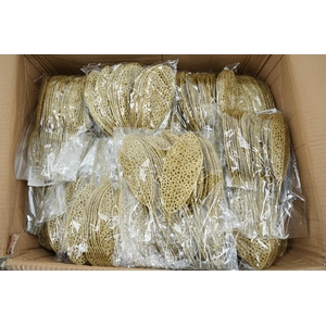 Pick Leaf glitter open 14x6cm+10cm wire gold 25pce/bag