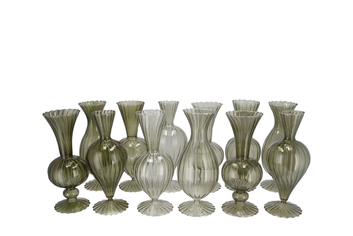 <h4>Sunny Summer Green Mix Glass Vase Ass 10x10x20cm</h4>