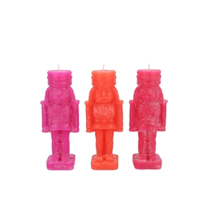 Candle Frosty Nutcracker Fuchsia Mix 4x4x12cm