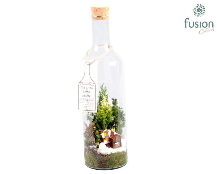 <h4>Green Bottle Fles Large Kerst met Arrangement</h4>