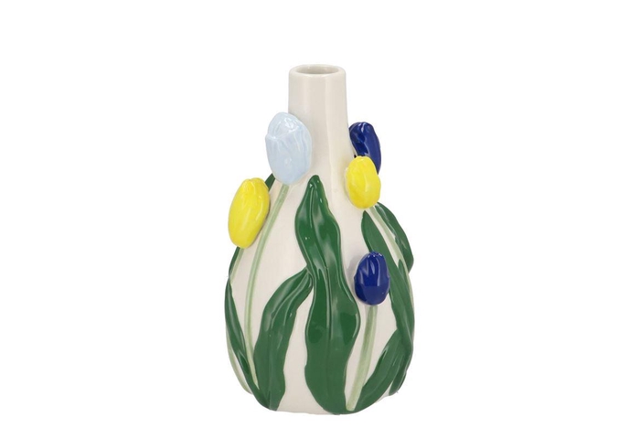 <h4>Isa Dutch Blue/yellow Vase Neck Tulip 14x13x22cm Nm</h4>