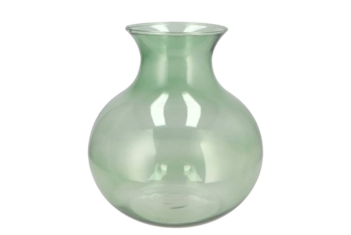 Mira Green Glass Cone Neck Sphere Vase 25x25x27cm