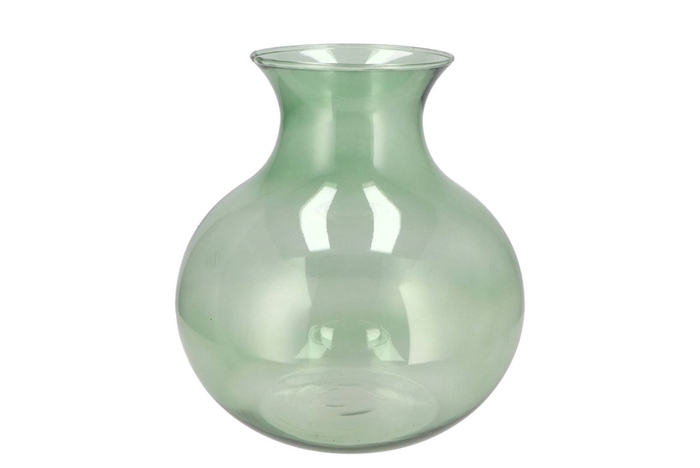 Mira Green Glass Cone Neck Sphere Vase 25x25x27cm Nm