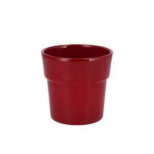 Ceramic Wine Red Shiny Pot Orchid Edge 13cm