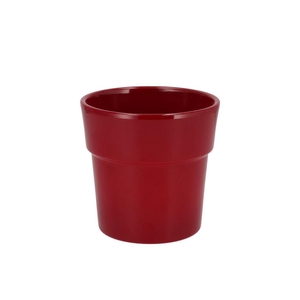 Ceramic Wine Red Shiny Pot Orchid Edge 13cm