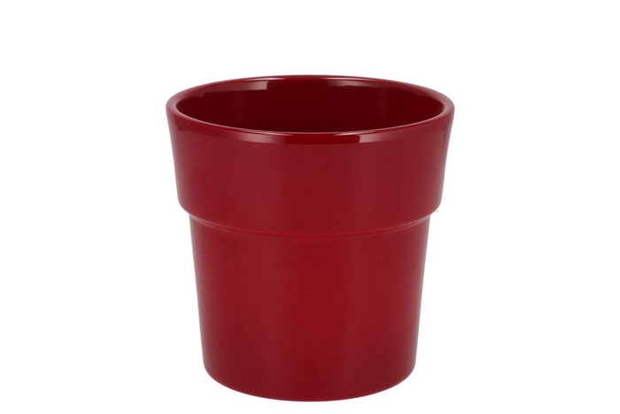 <h4>Ceramic Wine Red Shiny Pot Orchid Edge 13cm</h4>