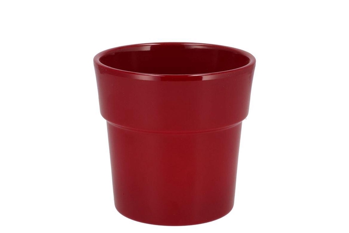 <h4>Ceramic Wine Red Shiny Pot Orchid Edge 13cm</h4>