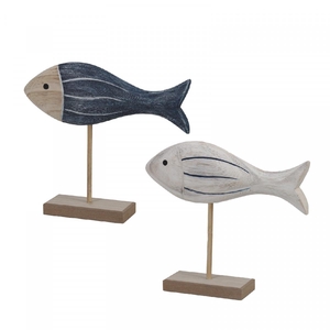 Maritiem Deco Vis/voet d22*15cm ass.
