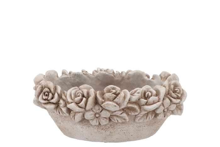 Concrete Saint Antique Flower Bowl Oval 28x16x12cm Nm