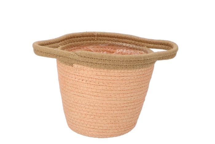 Tripoli Basket Pot Peach 18x16cm Nm