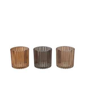 Roman Woods Brown Mix Glass Candle Holder Ass 9x9x9cm Nm