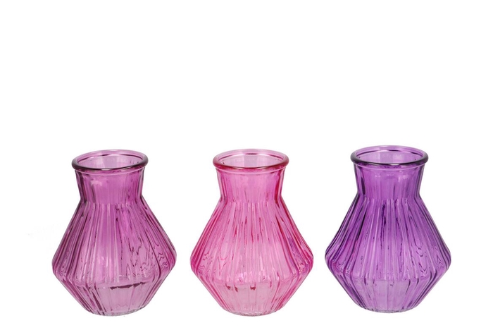 <h4>Roman Sky Purple Clear Mix Diamond Glass Vase Ass 15x21cm</h4>