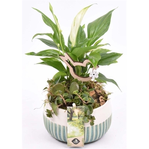 Keramiek schaal met strepen 12cm