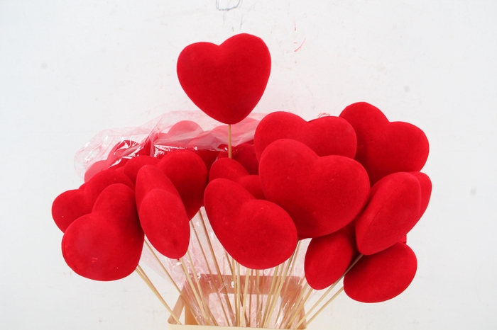 <h4>Stick Heart Flock Red 11,5cm</h4>
