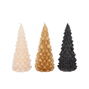 Candle Frosty X-mas Black Mix 8x16cm Ass