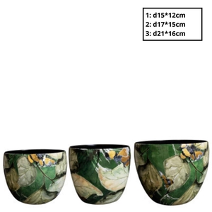 Metaal Bee Green pot S/3 d21*16cm