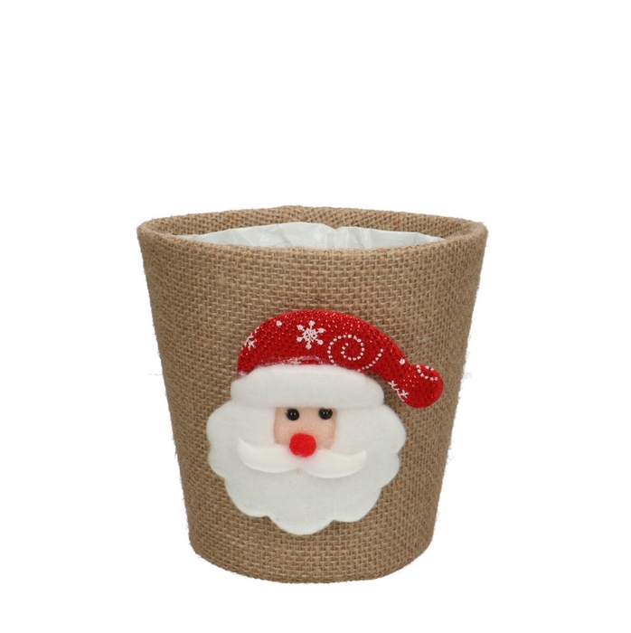 Kerst Potcover Santa d13.5*13cm
