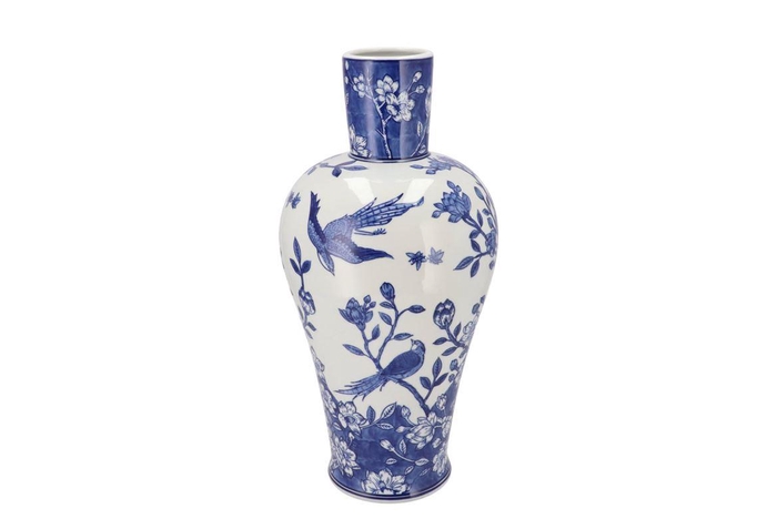 <h4>Hailey Blue Porcelain Vase Tube 21x44cm</h4>