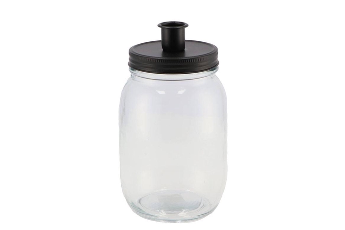 Candle Jar Black 11x17cm Nm