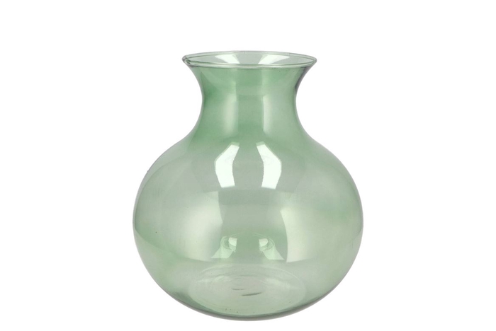 <h4>Mira Green Glass Cone Neck Sphere Vase 20x20x21cm</h4>