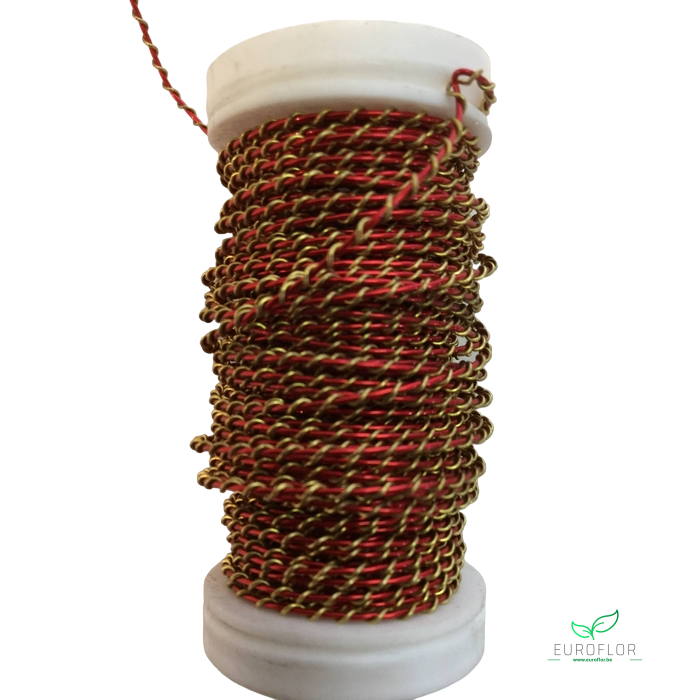 <h4>WIKKELDRAAD TWO TONE - GOUD rond ROOD - 100GR 10M</h4>