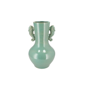 Pearl Sea Green Vase Seahorse 23x23x38cm Nm