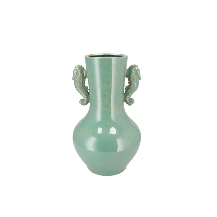 <h4>Pearl Sea Green Vase Seahorse 23x23x38cm Nm</h4>