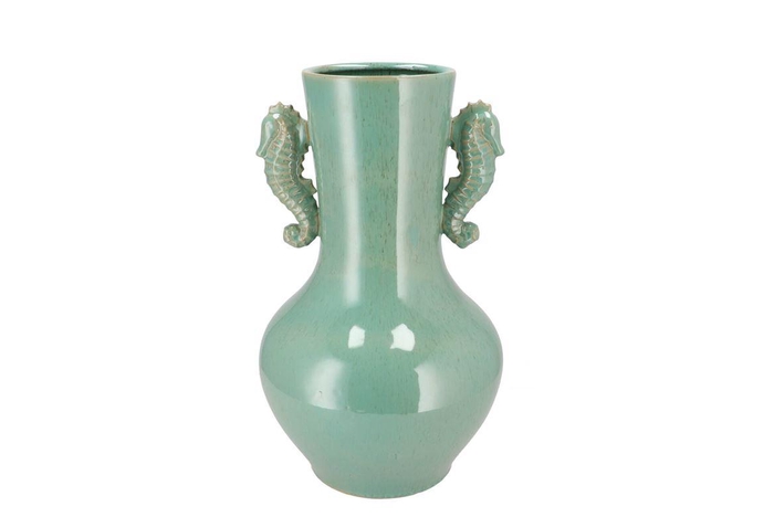 <h4>Pearl Sea Green Vase Seahorse 23x23x38cm Nm</h4>