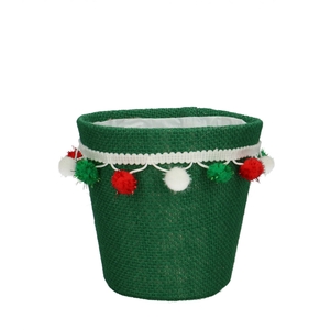 Kerst Potcover pompon d13.5*13cm