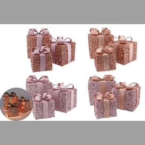 Sparkle Nude Mix Giftbox With Led S/3 25x20cm