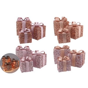 Sparkle Nude Mix Giftbox With Led S/3 25x20cm