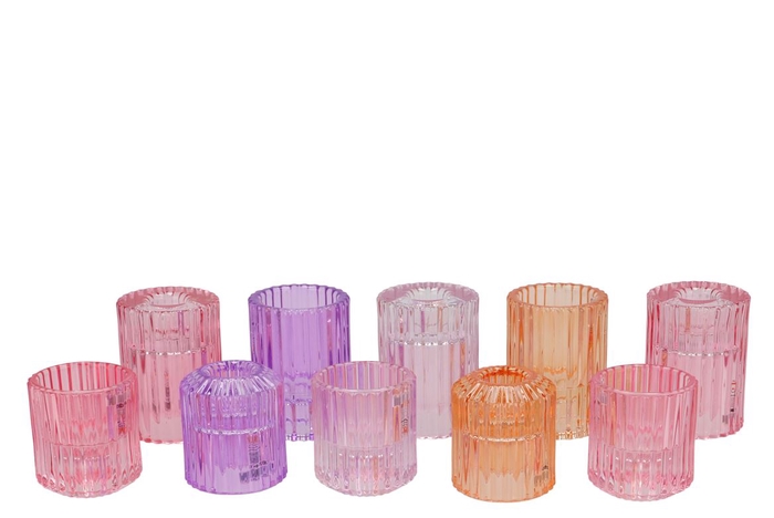 Bicolore Candle H Color Mix Round Ass Set Of 2 5,5x7cm