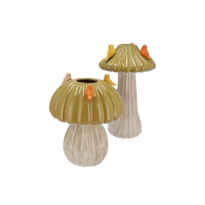 Bird Mushroom Vase Olive Ass 18x18x31cm