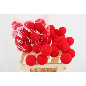 Stick Ball Flock Ø6cm Red