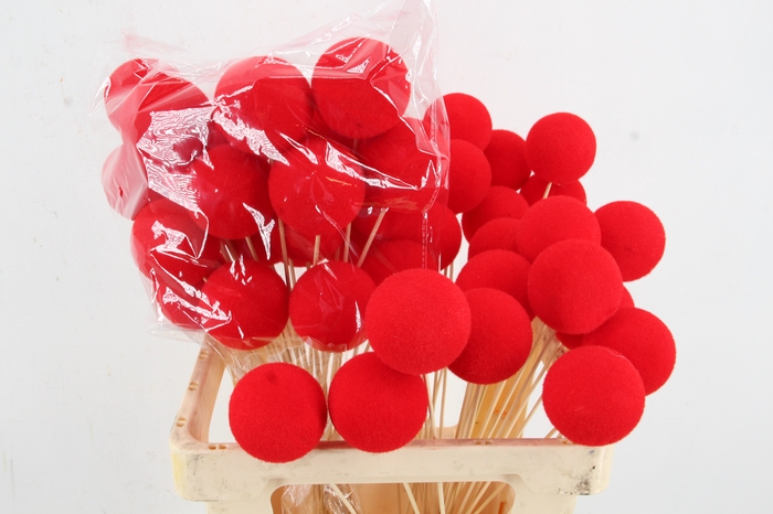 <h4>Stick Ball Flock Ø6cm Red</h4>