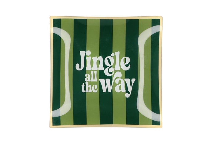 Plate Square Jingle All The Way 18x18x2cm
