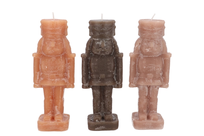 Frosty Nutcracker Woods Brown Mix Candle 7x7x20cm