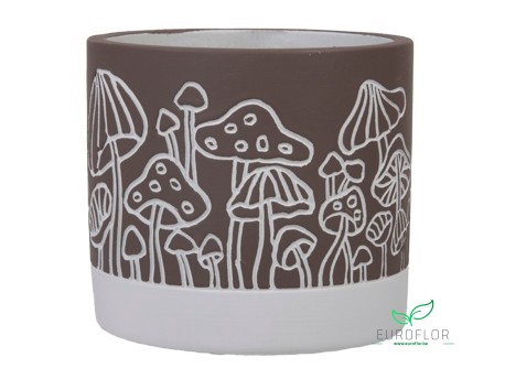CEMENT FLOWERPOT MUSHROOM BROWN D13,5 11,5CM